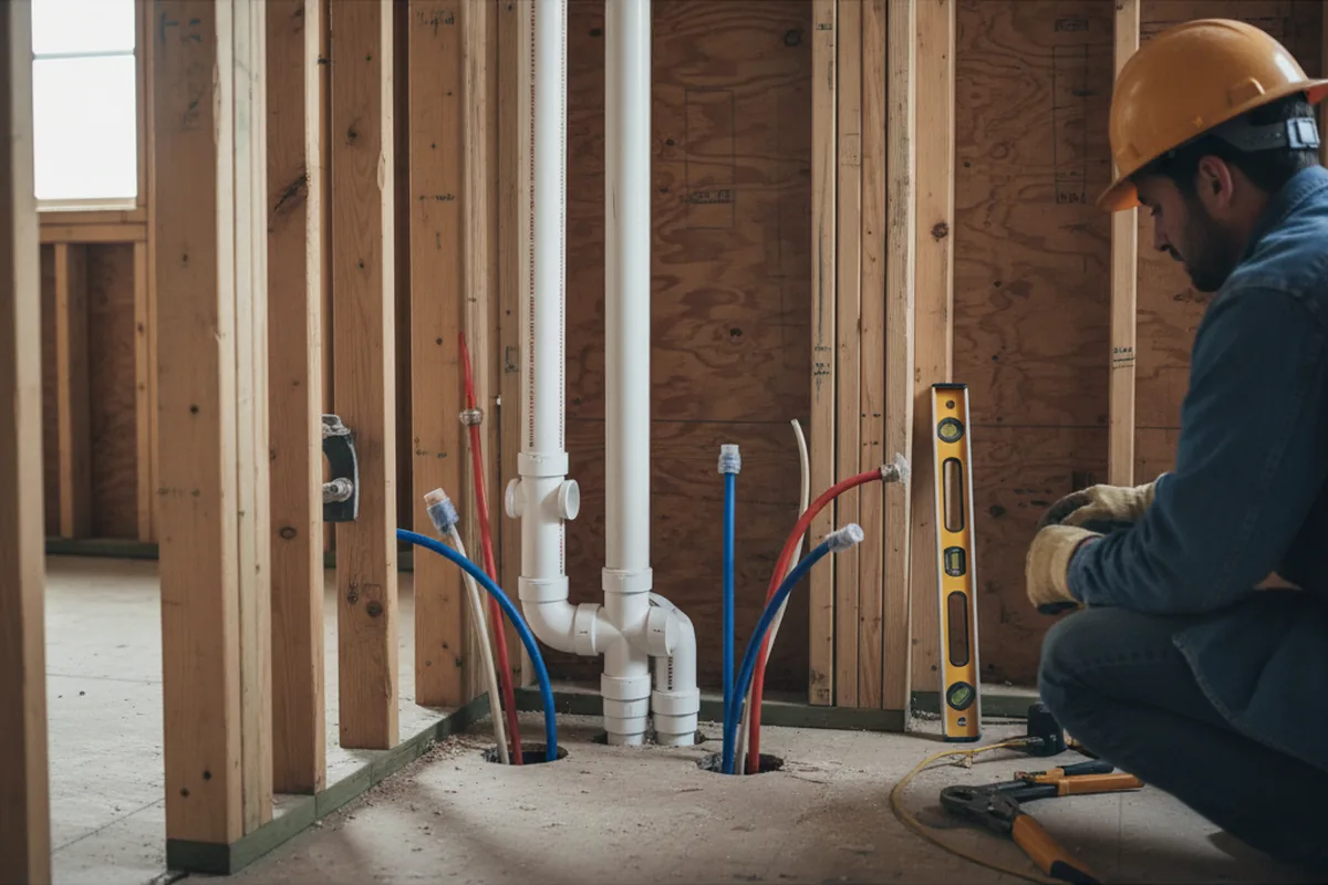 Drain and supply rough-in during Sump Pump Repair in Creola