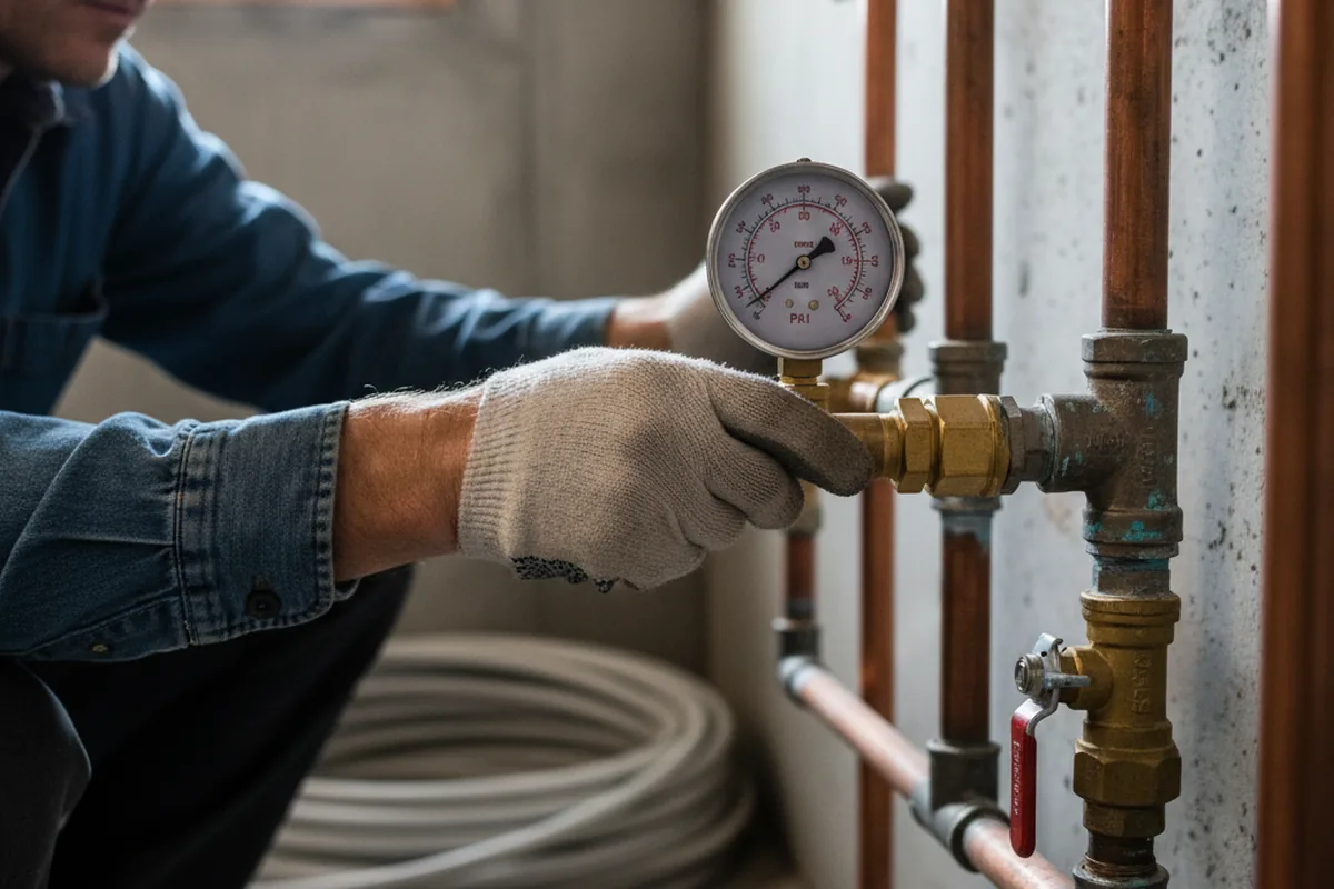 Pressure testing a repaired line during Water Line Repair in Creola